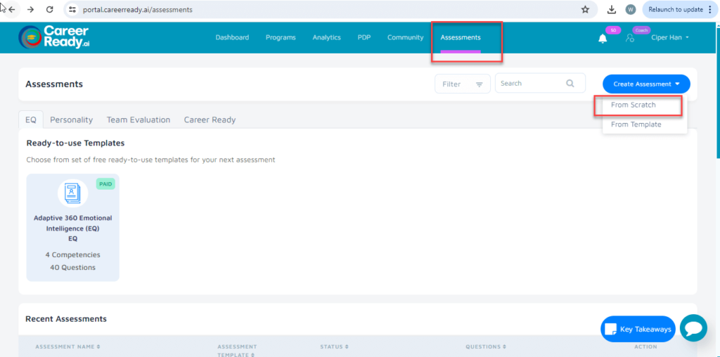 How to create custom assessment as a coach | Career Ready.AI
